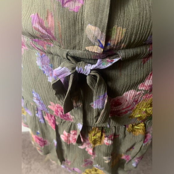 NWOT PAIGE Elynne Floral Long Sleeve Silk Chiffon Dress in Moss Multi Size XL - Picture 5 of 13